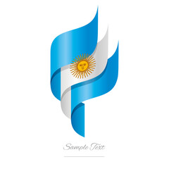 Sticker - Argentina abstract 3D wavy flag blue white yellow modern Argentinian ribbon torch flame strip logo icon vector