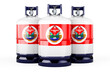 Costa Rican flag painted on the propane cylinders with compressed gas, 3D rendering