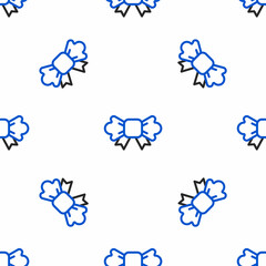 Poster - Line Bow tie icon isolated seamless pattern on white background. Colorful outline concept. Vector