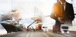 © sittinan - Business man with team working  with logistics background