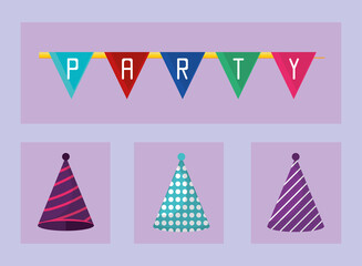 Sticker - party hats and garland