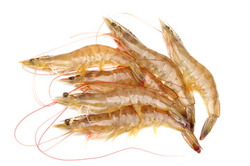 Sticker - Raw shrimp isolated on white background