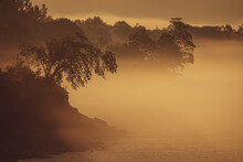 An Early Morning Fog Enshrouds The Lake Ontario Shoreline East Of Port Hope, Ontario