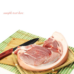 Sticker - Raw pork meat isolated on white background 