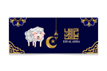 Wall Mural - Blue eid al adha banner concept design background template