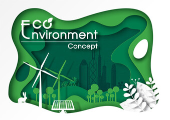 Poster - Poster of Eco environment concept and world environment day in paper cut layers style and vector design.