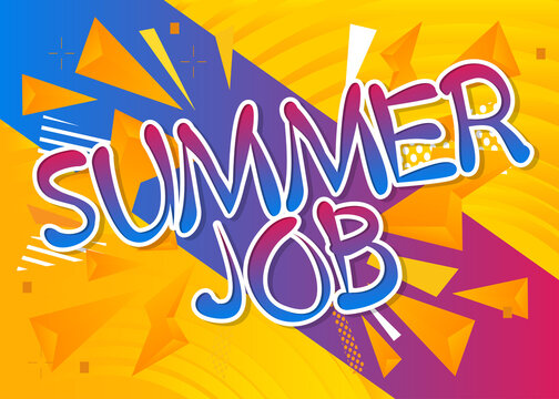 Summer Job. Word written with Children's font in cartoon style.