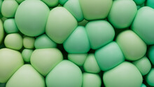 Abstract Background Created From Green And Aqua 3D Balls. Multicolored 3D Render.  