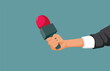 Hand Holding a Microphone for an Interview Vector Cartoon Illustration