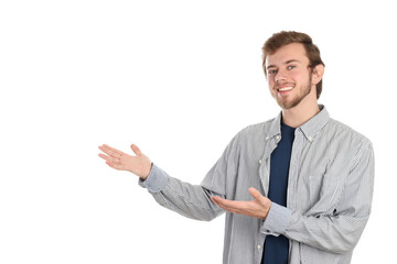 Poster - Concept of people, young man isolated on white background