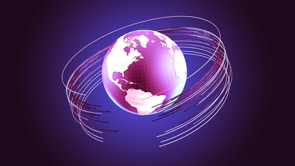 Leinwandbilder - Earth continents/3d rendering Earth continents with digital communication lines system. 3d rendering