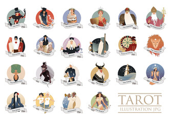 Wall Mural - Major Arcana Emblem Tarot Cards isolated on white background