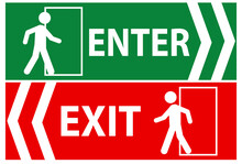 Enter And Exit Sign For Public Awareness.
