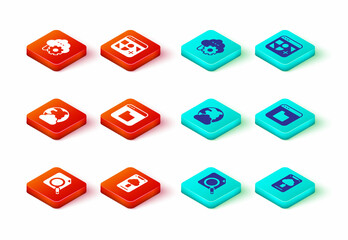 Poster - Set Search concept with folder, Cloud technology data transfer, Social network, Browser files, Different and icon. Vector