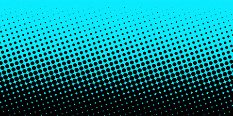 Poster - gradient of halftone black dots on a blue background. pop art texture. comic background. vector illu