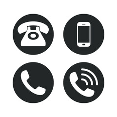Poster - Phone icon set. Old telephone sign. Smartphone symbol. Call logo. Vector illustration image.
