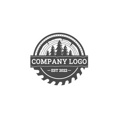 woodworking logo design, pine tree, grinder, blade for or carpentry