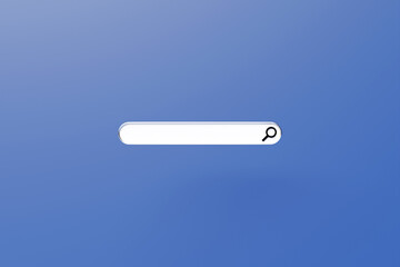 Fototapete - 3D illustration, Search bar design element on a blue background.