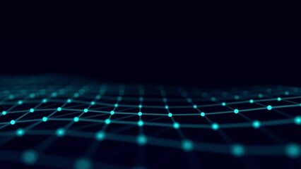 Poster - Technology blue wave with lines. Big data visualization. Analytics representation. Digital background. 3d rendering.
