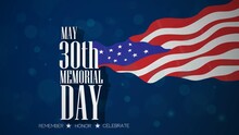 May 30th Memorial Day. American Holiday Celebration Concept And American Waving Flag. Backdrop For Blue Color Poster, Banner And Template Design Vector Illustration.