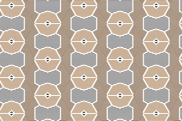 Poster - abstract horizontal line pattern design template. polygonal shape using combination of brown, white  and black colors.