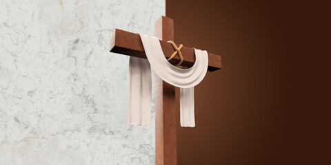 Poster - Easter background with cross in 3d render