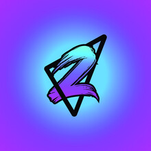 Letter Z Rounded Triangle Shape Icon Logo Purple Blue