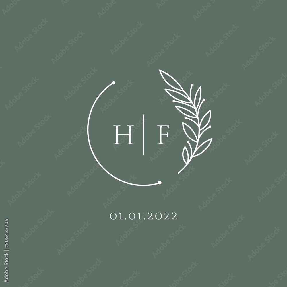 Initial letter HF wedding logo design ideas Stock Vector | Adobe Stock