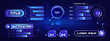 Futuristic callouts titles. Abstract hud frame screen, button, loading, text, callout bar labels and information box bars. Sci-fi modern technology borders for game, ui graphic design or gui elements.