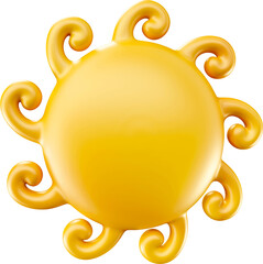 Wall Mural - Cartoon sun in 3d render realistic