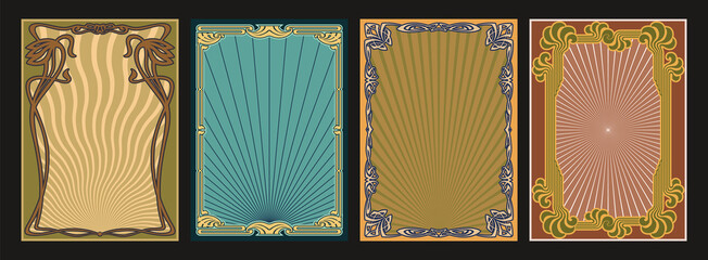 Canvas Print - Art Nouveau Decorative Modern Frames. 1920s Retro Style Backgrounds set