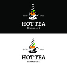 Herbal Tea Shop Simple Logo Design In Vintage Style With Aroma And Leaf Above The Cup