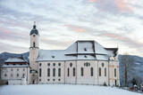 Pilgrimage Church of Wies rococo church in Bavaria, Germany in wintertime