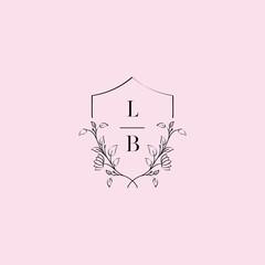 BL wedding shield floral initial concept with high quality logo design