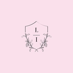 IL wedding shield floral initial concept with high quality logo design