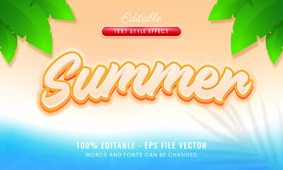 Wall Mural - Summer editable text effect Premium Vector