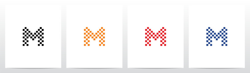 Chequered Pattern Letter Logo Design M