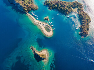 Wall Mural - Göcek Yassıca Islands shot with drone from above Göcek, Muğla - Turkey