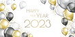happy new year 2023 - Black and gold ballons on a white background - party festive design