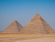 Outdoor view of the Pyramid of Cheops in Egypt against a clear sky