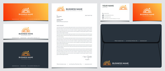 Wall Mural - Sun up logo with stationery, business card and social media banner designs