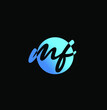 Digital vector illustration of a blue mf logo design on a black background