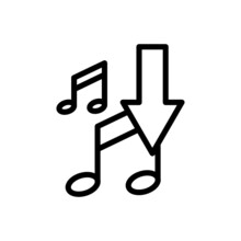 Tone Icon Vector With Arrow. Download Music. Line Icon Style. Simple Design Illustration Editable