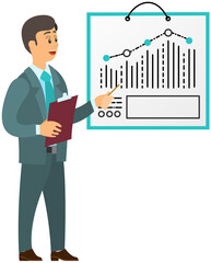 Poster - infographic chart vector template. annual statistics curve graph design. market data diagrams. graph