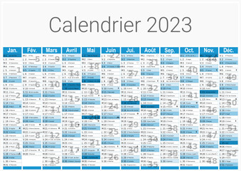 Wall Mural - Calendrier 2023 Format A3 - pour entreprise avec logo sur 12 mois - multicaque - modifiable