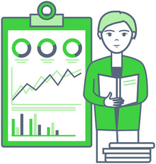 Poster - infographic chart vector template. annual statistics curve graph design. market data diagrams. graph