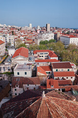 Wall Mural - Beautiful cityscape with red tiled roofs of Split old town, Croatia.