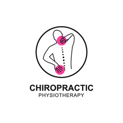 Canvas Print - Vector illustration of a chiropractic physiotherapy logo isolated on a white background