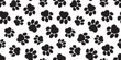 Paw pet vector seamless pattern, dog or cat footprint texture, animal background, grunge stamp repeat, foot track wallpaper.