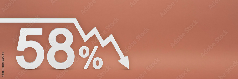 fifty-eight percent, the arrow on the graph is pointing down. Stock ...
